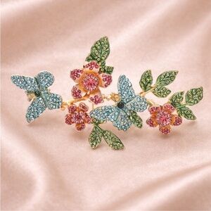 Avangarde Green Floral Butterfly Crystal Brooch